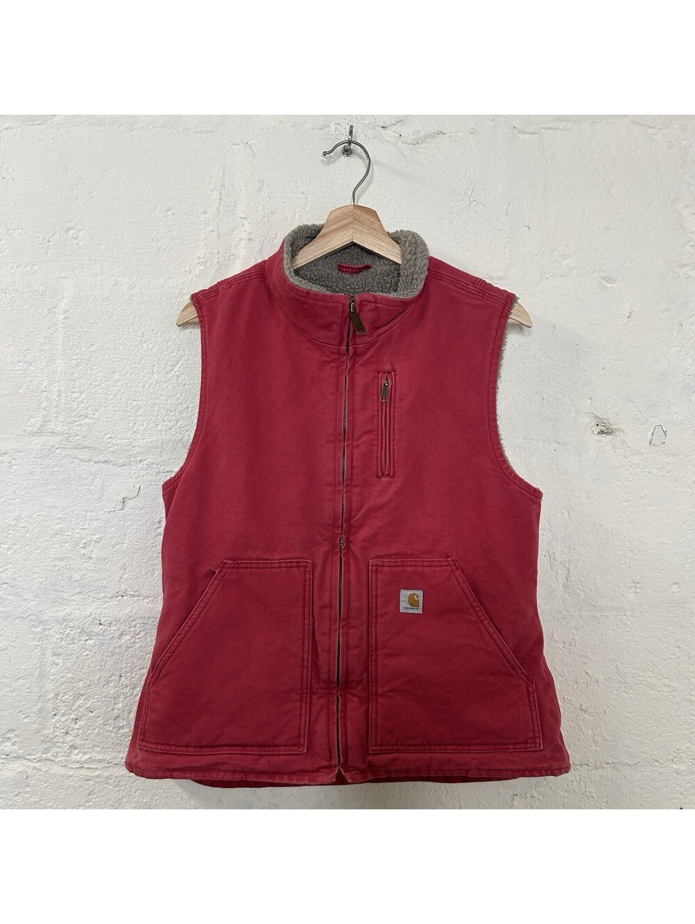 Y2K Carhartt Sherpa Mock-Neck Vest “Crabapple Pink” WV001
